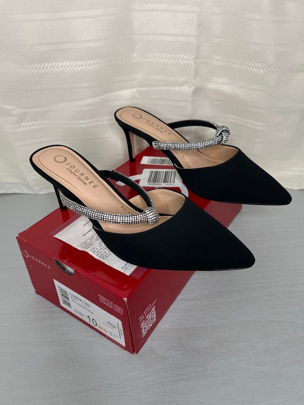Journee Collection Lunna Rhinestone Stiletto Mule Pumps Black Size 10WD
